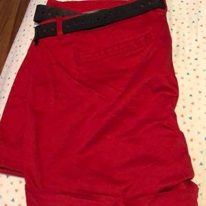 Torrid Red shorts with belt